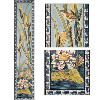 Stovax Birds & Rushes Tile Set, набор плитки 5 шт